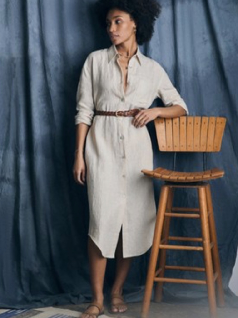 Faherty Laguna Linen Maxi Dress Golden Sun Stripe – XS
